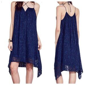 Ali & Jay Navy Blue Strappy Lace Overlay Rounded Hem Cocktail Dress Size X-Small
